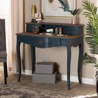 Baxton Studio CES2-Blue Spruce-Desk Celestine French Provincial Blue Spruce Finished Wood Accent Writing Desk